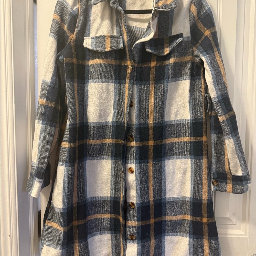 Plaid Button-Up Women's long shirt